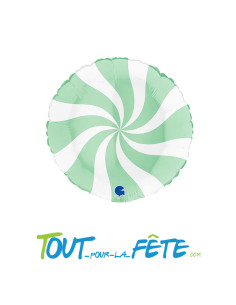 Ballon aluminium rond bonbon vert 91 cm air ou hélium