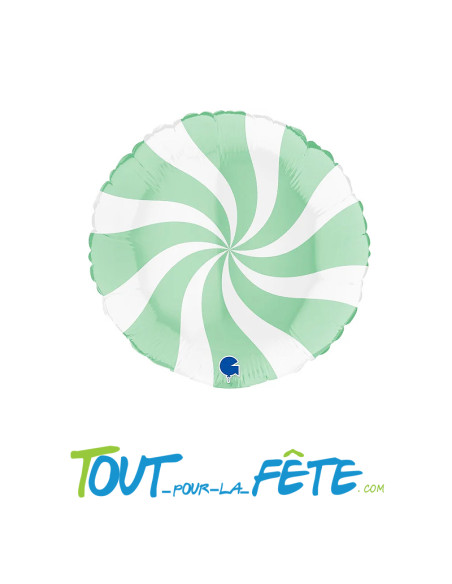 Ballon aluminium rond bonbon vert 91 cm air ou hélium