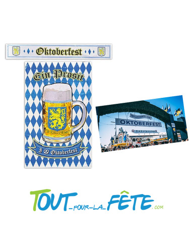 Lot de 2 décorations Oktoberfest 1 bannière et 1 poster motif Oktoberfest