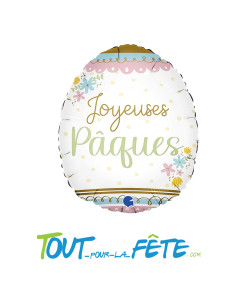 1 ballon aluminium 46cm œuf Joyeuse Pâques multicolore ( helium / air )