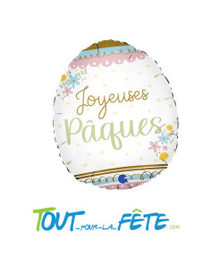 1 ballon aluminium 46cm œuf Joyeuse Pâques multicolore ( helium / air ) 2