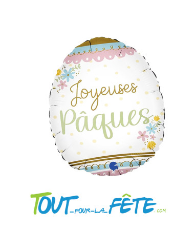 1 ballon aluminium 46cm œuf Joyeuse Pâques multicolore ( helium / air )