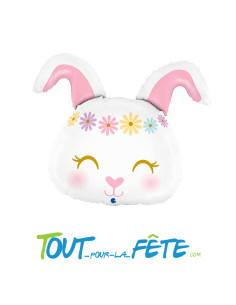 Ballon aluminium tête de lapin hippie 64cm air ou hélium 2