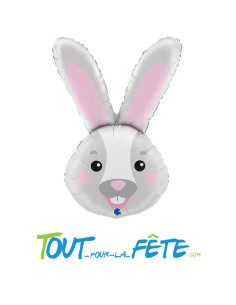 Ballon aluminium tête de lapin xl 94cm air ou hélium