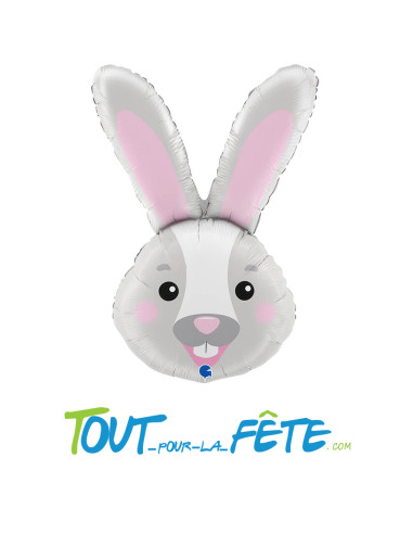 Ballon aluminium tête de lapin xl 94cm air ou hélium