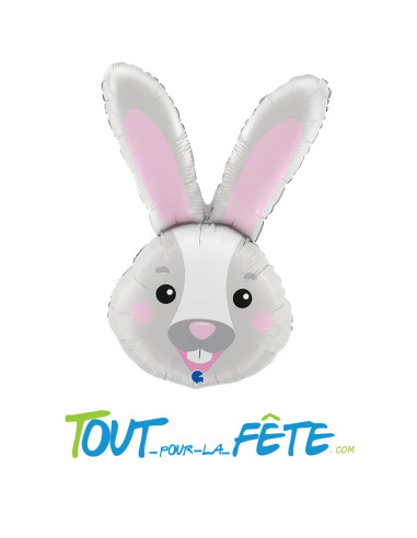 Ballon aluminium tête de lapin xl 94cm air ou hélium