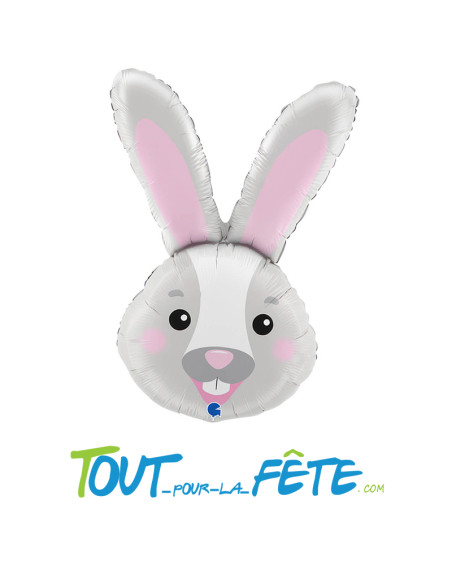 Ballon aluminium tête de lapin xl 94cm air ou hélium