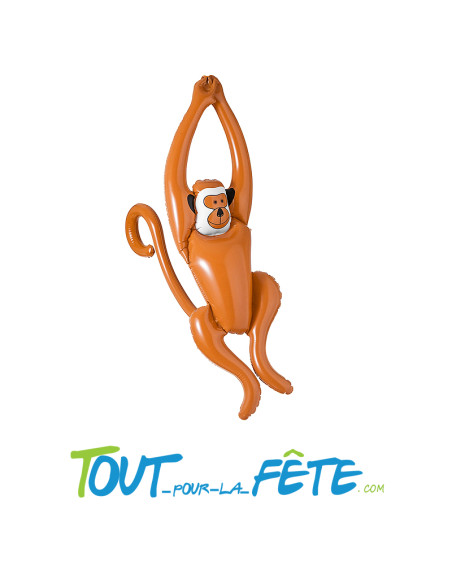 Singe se balançant gonflable 90 cm marron thème exotique, animal, jungle