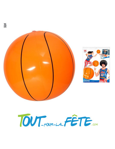 Ballon de basket gonflable orange et noir 25 cm jouet de plage, accessoire