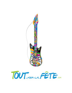 Guitare gonflable multicolore hippie / années 70 105 cm accessoire