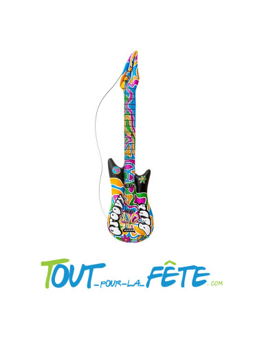 Guitare gonflable multicolore hippie / années 70 105 cm accessoire