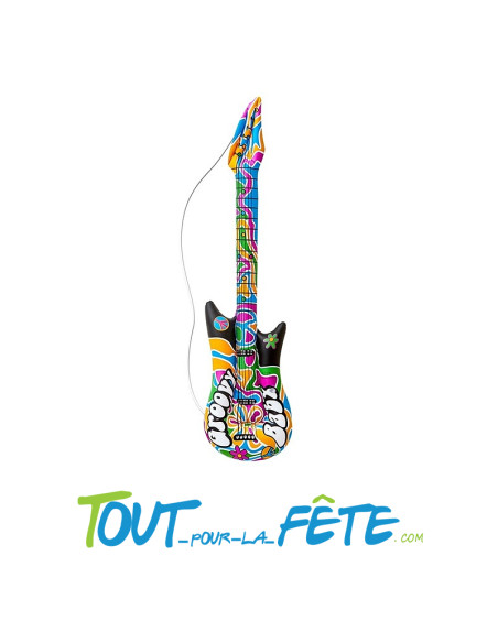 Guitare gonflable multicolore hippie / années 70 105 cm accessoire