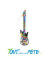 Guitare gonflable multicolore hippie / années 70 105 cm accessoire