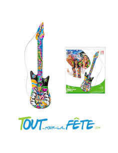 Guitare gonflable multicolore hippie / années 70 105 cm accessoire 2