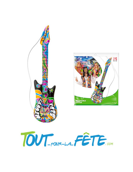 Guitare gonflable multicolore hippie / années 70 105 cm accessoire