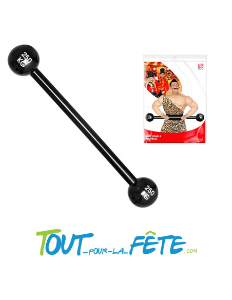 Barre d'haltère 250kg gonflable noir 120 cm accessoire gonflable humour