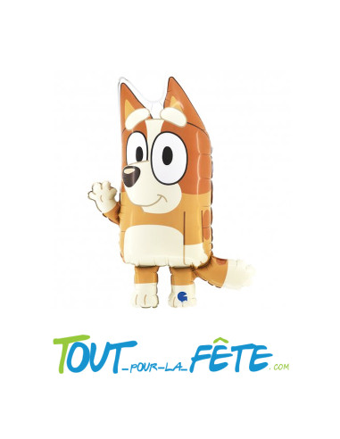 Ballon en aluminium Bluey Bingo 74 cm beige et orange Licence officielle