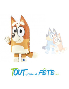 Ballon en aluminium Bluey Bingo 74 cm beige et orange Licence officielle 2