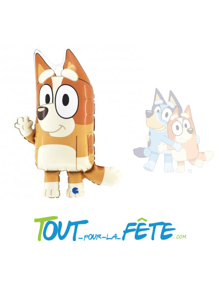 Ballon en aluminium Bluey Bingo 74 cm beige et orange Licence officielle