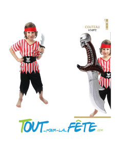 Couteau de pirate avec poignée ornée motif crane accessoire enfant / adulte 2