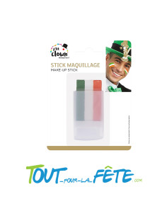 Stick maquillage fanbrush tricolore vert, blanc, orange Saint-Patrick