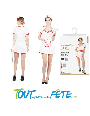 Déguisement d'infirmière "sexy" pour femme adulte ( robe et coiffe )