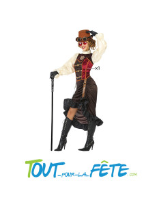 Déguisement steampunk femme taille adulte M/L, XXL marron, blanc, rouge