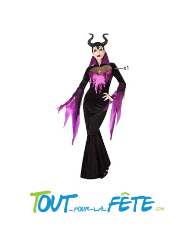 Déguisement reine maléfique noir et violet taille adulte