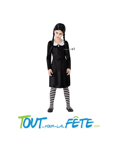 Déguisement de Mercredi Addams sans licence taille enfant