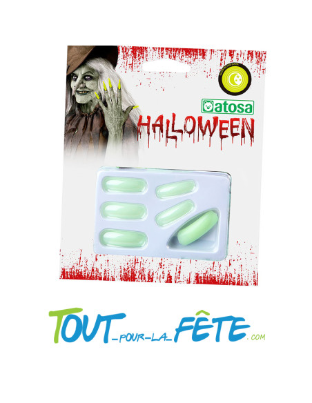 Lot de 10 faux ongles phosphorescents brillent la nuit