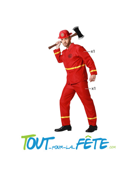 Déguisement de Pompier Adulte taille XL 1 T-shirt et 1 pantalon