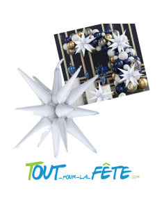 Ballon en aluminium étoile 3D couleur blanc 56 cm gonflage à l'air uniquement 2