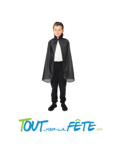 Cape avec col 75 cm noir pour enfant vampire, sorcier, halloween, carnaval