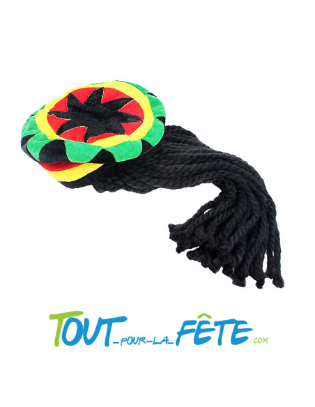 Chapeau rasta avec dreadlocks rouge jaune vert taille unique pour adulte