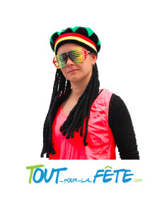 Chapeau rasta avec dreadlocks rouge jaune vert taille unique pour adulte 2