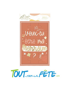Carte puzzle Annonce "Veux tu être ma marraine ? avec enveloppe
