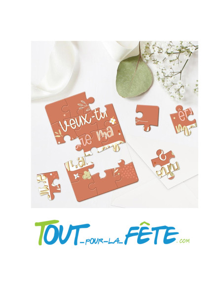 Carte puzzle Annonce "Veux tu être ma marraine ? avec enveloppe
