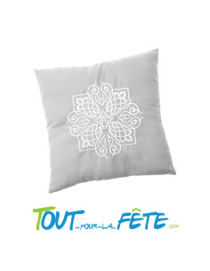 Coussin oriental pour alliances gris et blanc 18cm x 18cm mariage 2