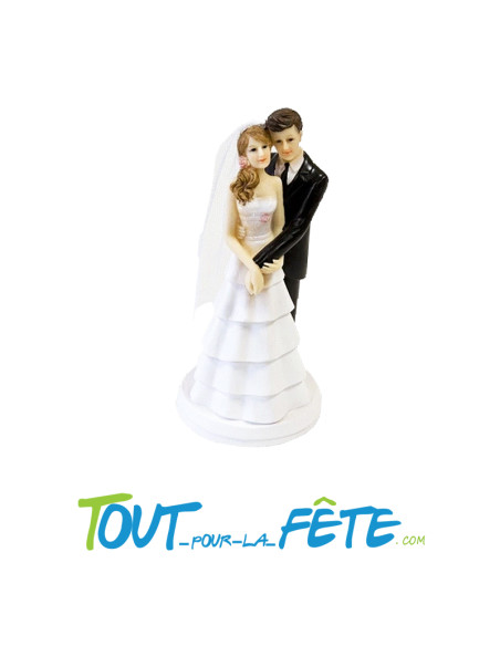 Figurine mariage jeune couple en tenue de mariés hauteur 17cm ( cake topper )