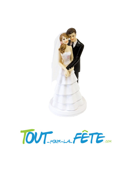 Figurine mariage jeune couple en tenue de mariés hauteur 17cm ( cake topper )