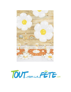 Ballon en aluminium fleur marguerite jaune et blanc 95x85 cm air ou hélium 2