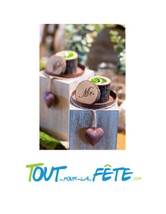 Lot de 2 Boites a alliance en bois "mr" et "mrs" diamètre 6cm hauteur 5cm 2