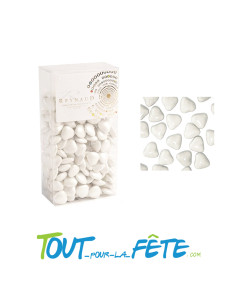 Sachet de 250g de dragées petits coeurs de chocolat blancs 70% 2