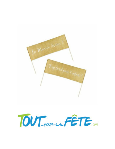 Lot de 2 adorables banderoles "trop tard pour t'enfuir" et "la mariée arrive"
