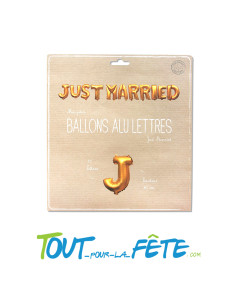 Lot de 11 ballons lettres en aluminium "Just married" or hauteur lettre 40 cm 2