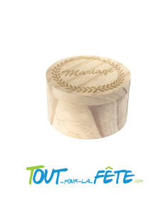 Boite mariage en bois ronde couleur naturel 6.5cm diamètre 4cm hauteur