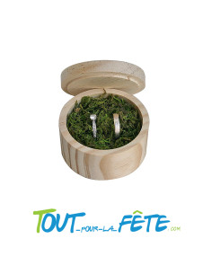 Boite mariage en bois ronde couleur naturel 6.5cm diamètre 4cm hauteur 2