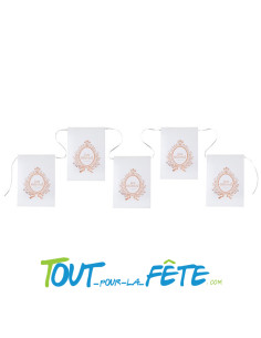 Guirlande / banderole Just married blanc et rose gold 15 fanions 6 mètres