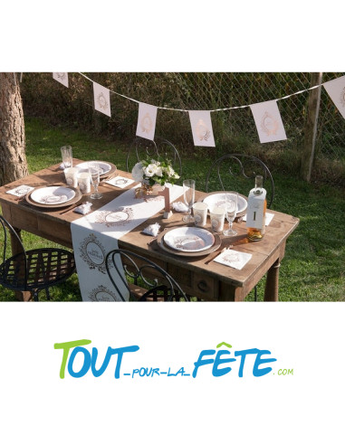 Guirlande / banderole Just married blanc et rose gold 15 fanions 6 mètres