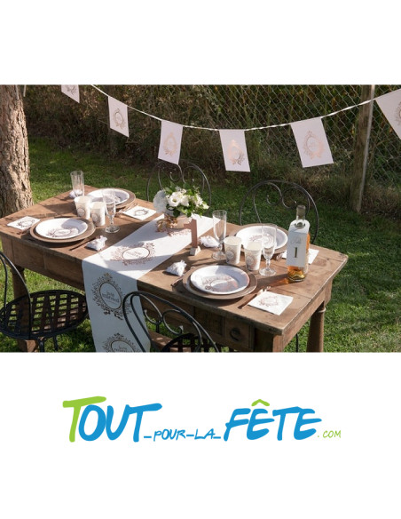 Guirlande / banderole Just married blanc et rose gold 15 fanions 6 mètres